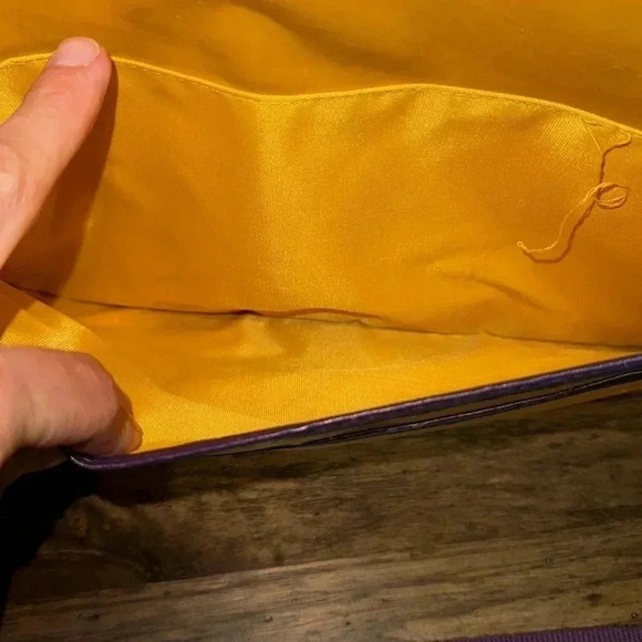 vintage yellow purple shoulder crossbody bag computer messenger bag adjustable - Picture 3 of 15